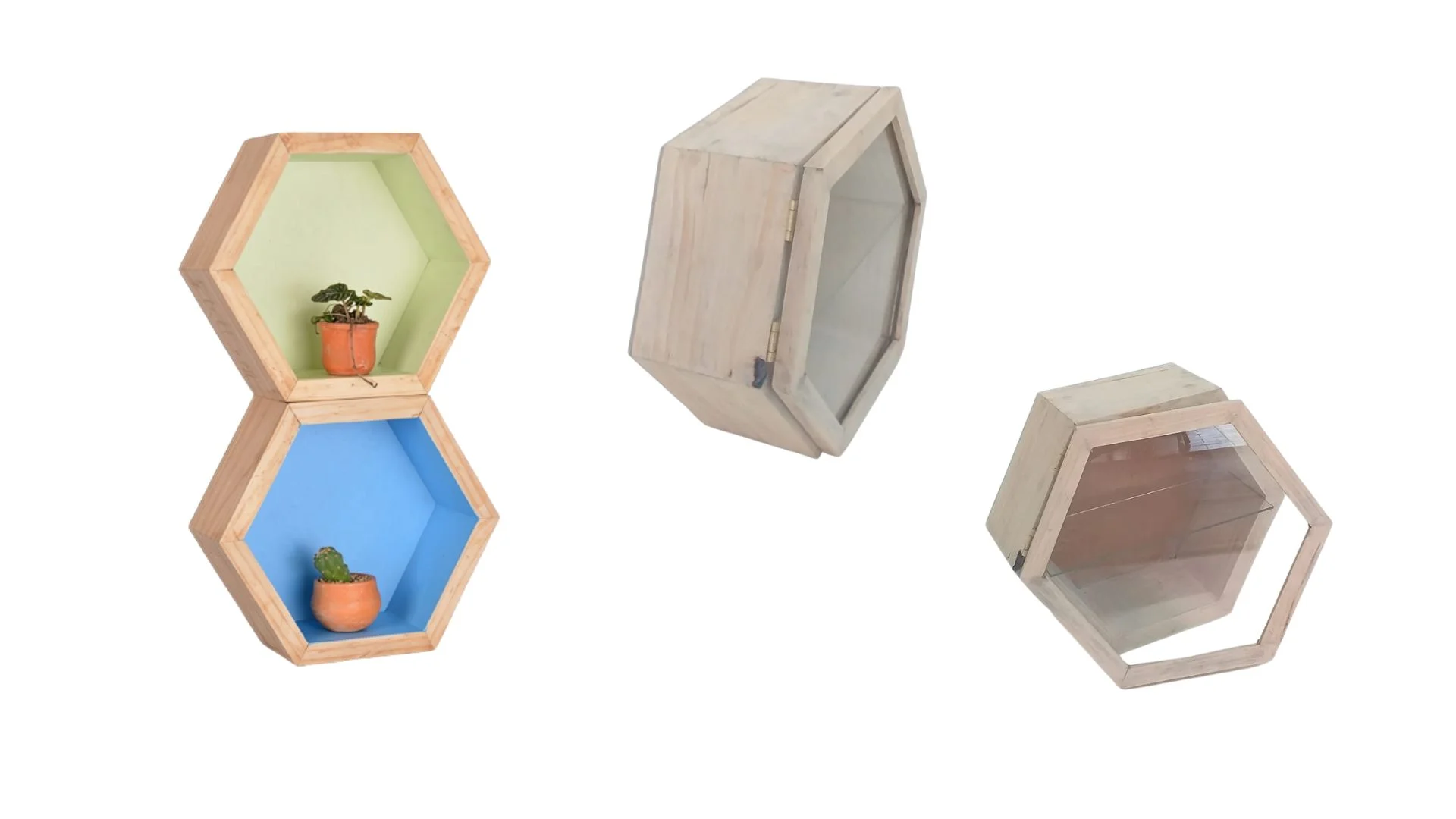 Pieza de Taller PT006 - Vitrina Hexagonal con Vidrio
